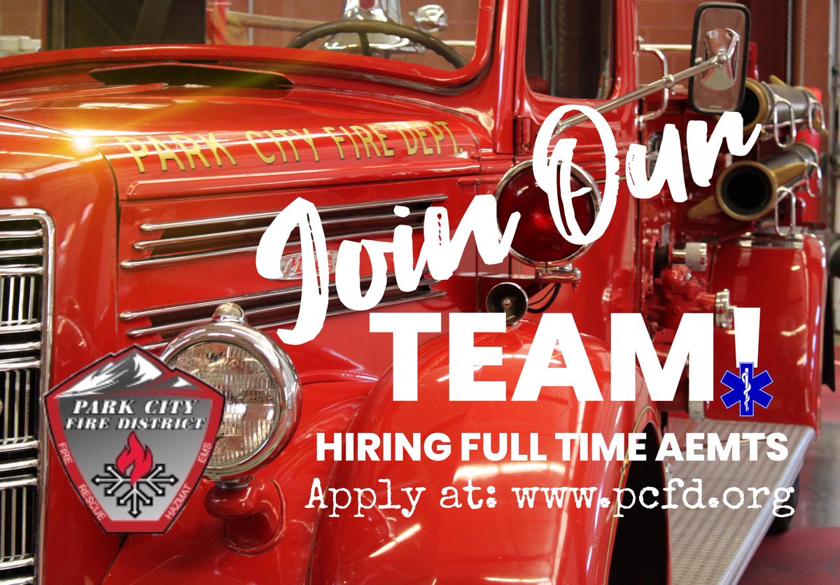 PCFireDistrict's tweet photo. We are hiring FULL TIME Advanced EMTs
Join our team!
49/96 schedule
Great benefits
https://t.co/I8GUBXoIJ8
https://t.co/co64HGAGK2
#bestjobever #wearehiring #firedepartment #emt #pcfd #pcfire #parkcityfire #parkcity https://t.co/P7aFGi72St