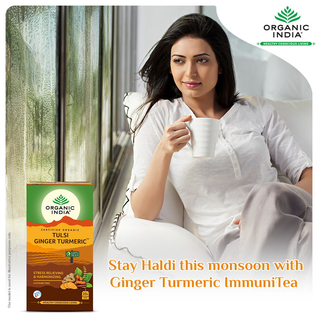 OrganicIndia's tweet photo. Even the rains can't get in the way of your #healthyconscious lifestyle. Stay fit this monsoon with Organic India’s Turmeric Ginger #ImmuniTEA boost.
Buy now: https://t.co/snOZAf2ZNC https://t.co/Ka4Hf6pKpU