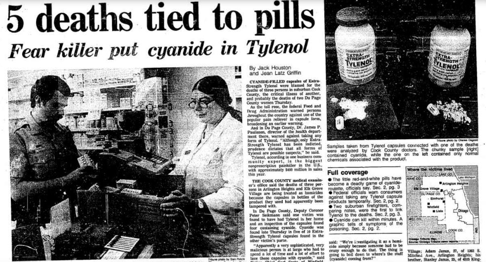 chrissteinplays's tweet photo. In 1982 seven people were killed by poisoned Tylenol which led to immediate government anti tampering laws and industry wide packaging adjustments https://t.co/oRuQ6fFDCK