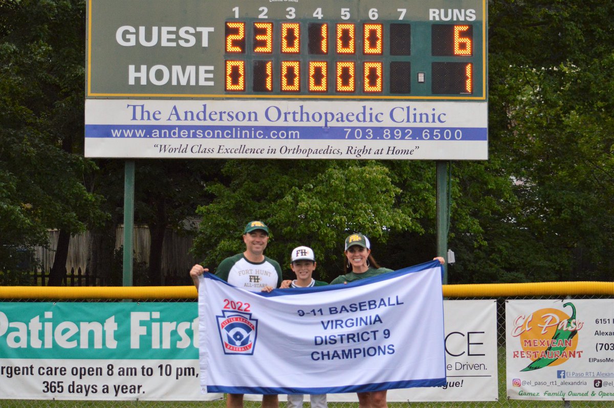 DaffneiRiedel's tweet photo. July 6. 2022: Fought an extremely talented rival…
Congrats to the Fort Hunt LL 9-11U All-Stars!💚⚾️💚⚾️💚
2022 District 9 Champions!!!! #BaseBall #BaseBallMom #11u #DefendtheFort #LifewithJR #FHLL #VirginiaLLBaseball #JOY #Team #FHLLAllStars #2022FHLL11u https://t.co/Eb9aQns8uu