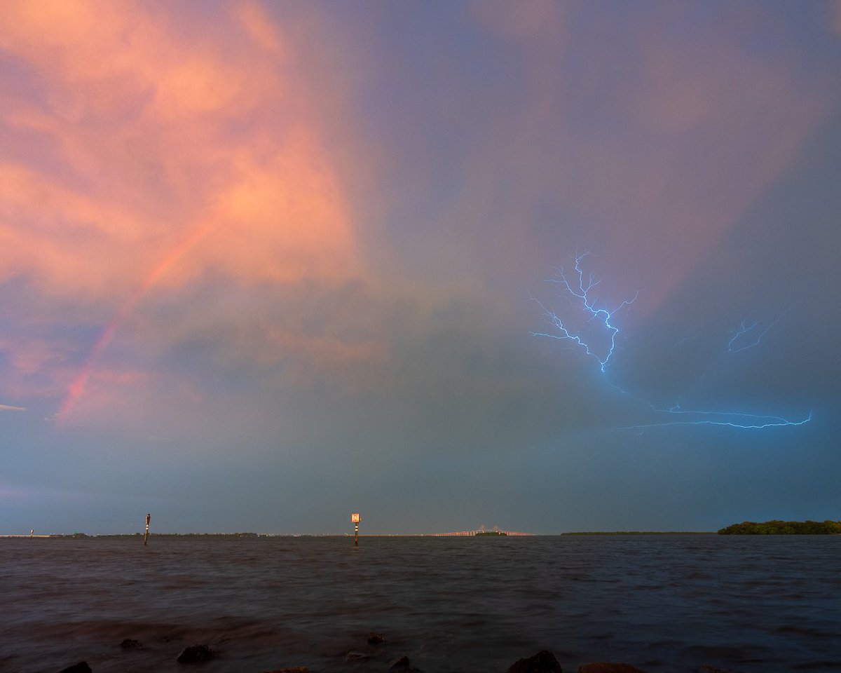 So cool to get a rainbow and lightning in one shot!