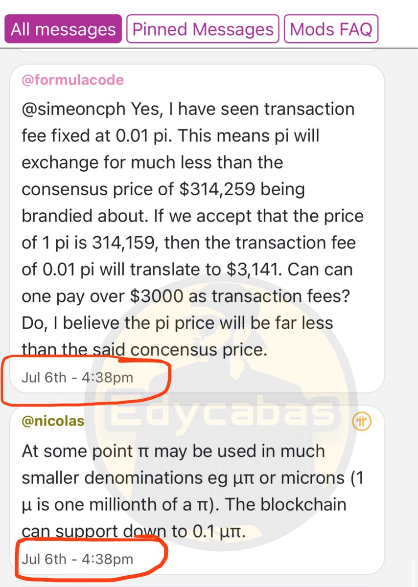 Edycabas's tweet photo. Apparently one pioneer made a remark to @nkokkalis replied, he was referring to the previous question about the transfer fees of 0.01. Nicolas usually answers 2 to 3 minutes apart. In the second image he replied within the same minute. #pi #PiNetwork #pinetworkkyc #mainnet https://t.co/yhZxMNBjJ2