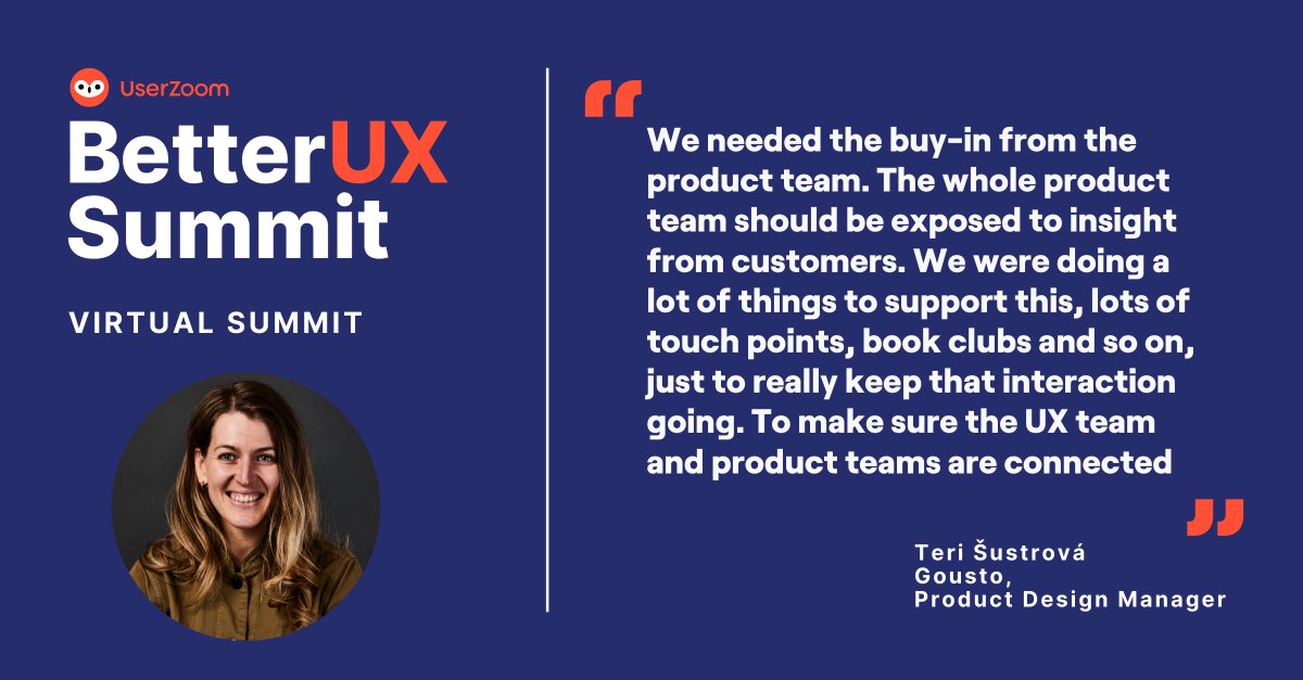 UX is not an island! @TSustrova talks about the importance of aligning different teams and driving an increased focus on the customer at @goustocooking #BetterUX