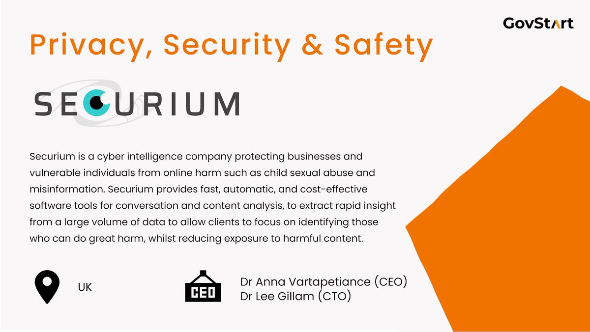 💡<a href="/SecuriumLTD/">Securium</a>  is a cyber intelligence company protecting businesses and vulnerable individuals from #onlineharm such as child sexual abuse and misinformation 🖥 

Check out their solution. ⬇️
securium.co.uk #GovStart