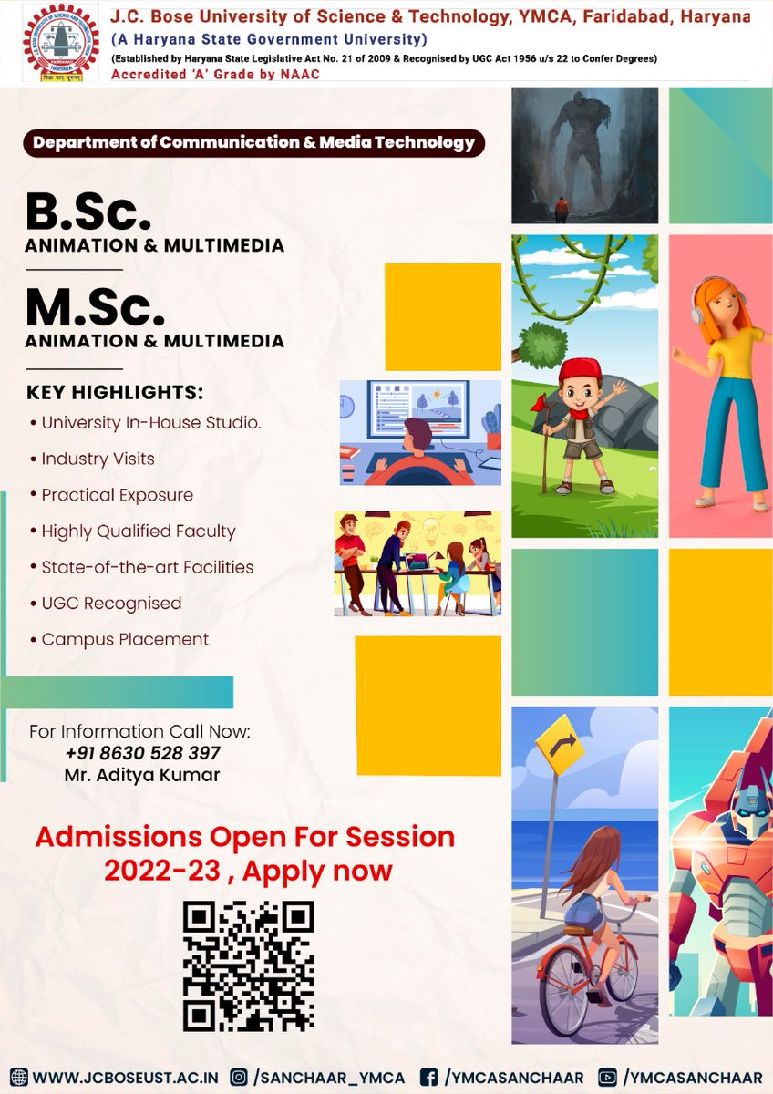 Department_CMT's tweet photo. #admission2022_23 - Admission Open 2022-23  Animation and Multimedia  || CMT Dept.
#cmt 
#jcboseust
#media
#ymca https://t.co/HGx3tIXcUc