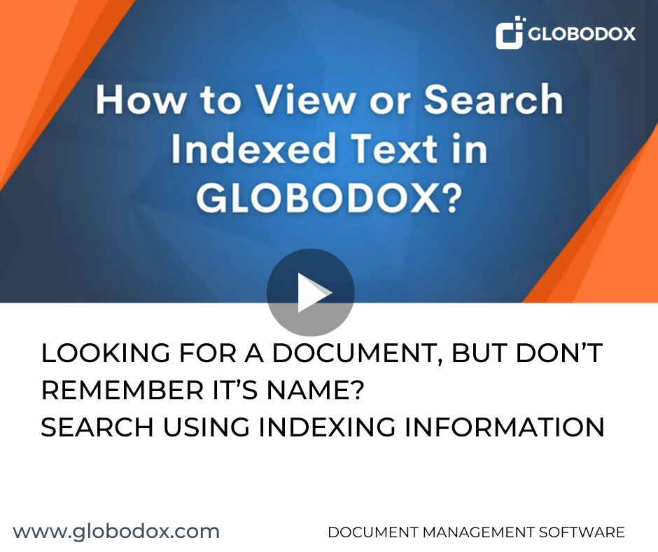 globodox's tweet image. Looking for a document, but don’t remember it’s name? Search using indexing information like serial number, date, amount, client name, etc.

Learn how you can view or search indexed text in GLOBODOX

#index #indexing #documentindexing #automatedindexing  #documentinformation