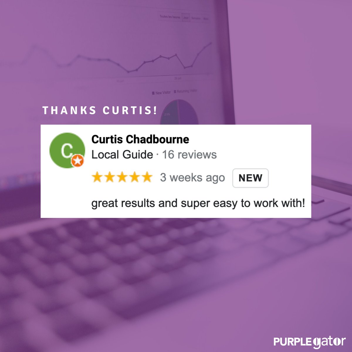 purplegator's tweet photo. Thanks for working with the Gators, Curtis! 

We pride ourselves on being an agency that goes the extra mile for our clients. It’s important to us that you get high quality results that help you reach your goals. 

Explore new marketing strategies today: steve@purplegator.com https://t.co/ytbUzRd6uf