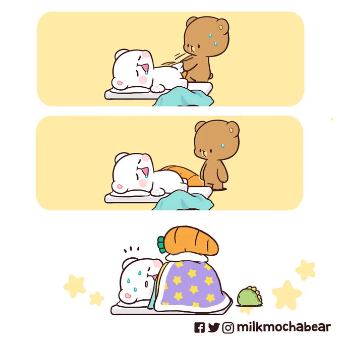 Wake you up 😮‍💨
---
Feel free to mention someone that isn't morning person~! 👀❤️

#milkmochabear
#milkandmocha 