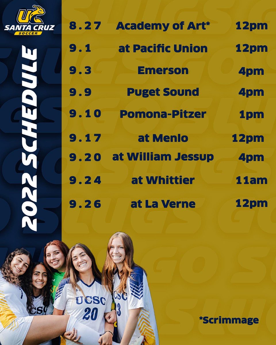 UCSCWSoccer's tweet image. Who’s ready for Fall? 🍌🐌⚽️💙💛 #goslugs #noknownpredators