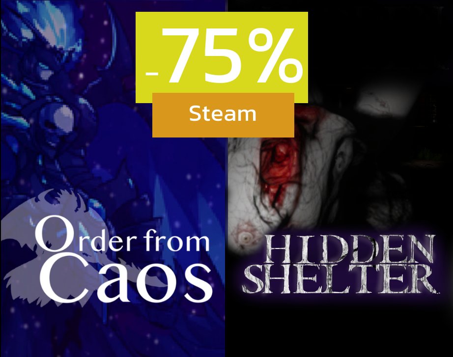 WVX_Games's tweet photo. Last day to get this huge discount on both titles #HiddenShelter #OrderFromCaos #SteamSummerSale
Get them here: https://t.co/gUTWA2GbSp
#indiegames #indiegamedev #discount #games #videogames #steam #whitevortex https://t.co/qdjyAKhaoK