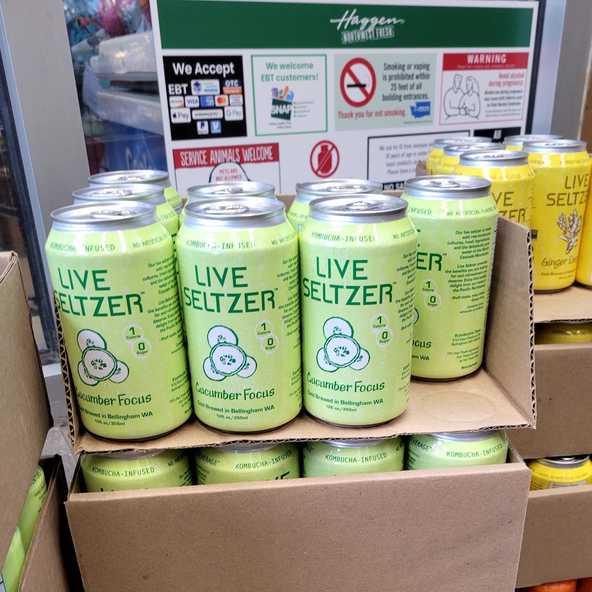 KombuchaTown's tweet photo. our live seltzers are on sale and on display. Stop on in at any Haggen in Bellingham and try this unique probiotic seltzer drink. #probiotics #haggen #Bellingham https://t.co/0cYyqKmQwM