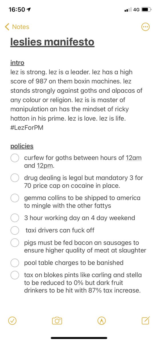 leslies official manifesto. #LezForPM