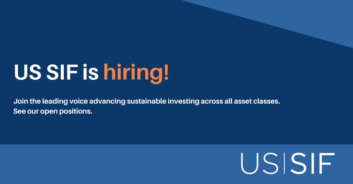 LisaNWoll's tweet photo. .@US_SIF is hiring a new Director of Policy &amp; Programs (https://t.co/JYJjCbxLuE) as our current one is being promoted to Managing Director. It's an amazing time to work on sustainable investment policy issues. I'd appreciate your help getting the word out about this great role. https://t.co/asjjR7qzck