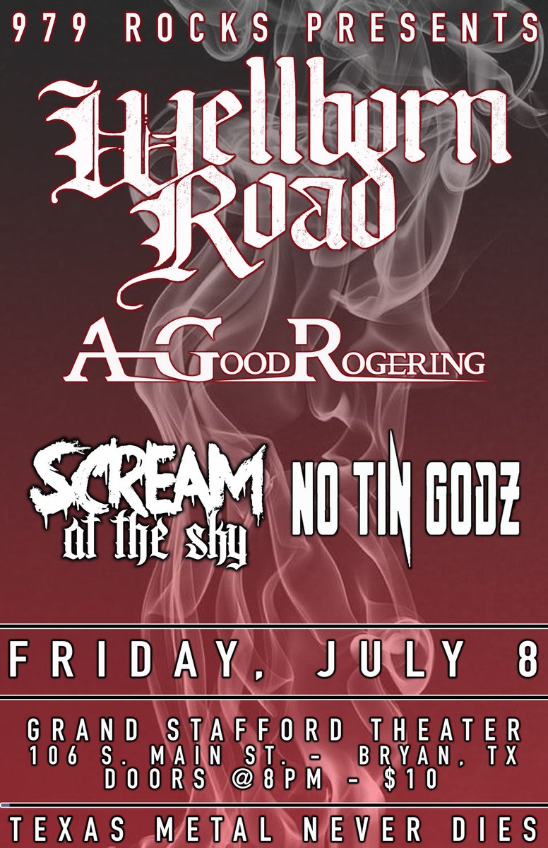 agoodrogering's tweet photo. **CENTRAL TEXAS** WE play Grand Stafford Theater in Bryan tomorrow night with our  #texasmetal brothers, Wellborn Road 😎
https://t.co/YdBCUJXfUN

#agoodrogering #hardrock #livemusic https://t.co/fiUJXaIm4M