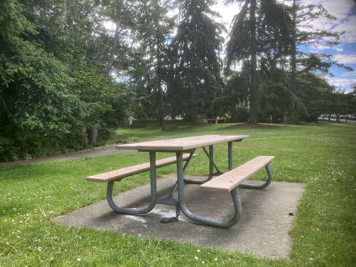 publicwritesea's tweet photo. Spot #61: table in Licton Springs park, Northgate. Not a lot of shade, but in a quiet neighborhood near the walking path that weaves around and into the shady springs of the interior. #seattle #writing #WritingCommunity #writers #writerscommunity #lictonsprings https://t.co/dsaYfSAxmf