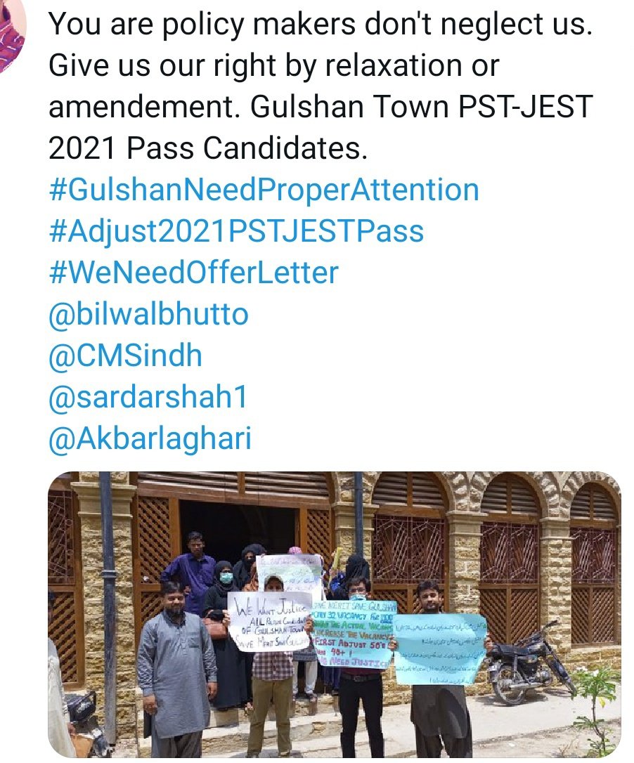 AneesLateef's tweet photo. Why higher authorities are ignoring us &amp; turning to become when it comes to offer letter right; Gulshan Town PST-JEST Candidates 2021.
#DonotKillMerit
#IBAJESTPST2021
#GulshanNeedProperAttention #GulshanTownNeedAttention
@BBhuttoZardari 
@CMSindh 
@sardarshah1
@AkbarLaghari5 https://t.co/T8FbyIymBe