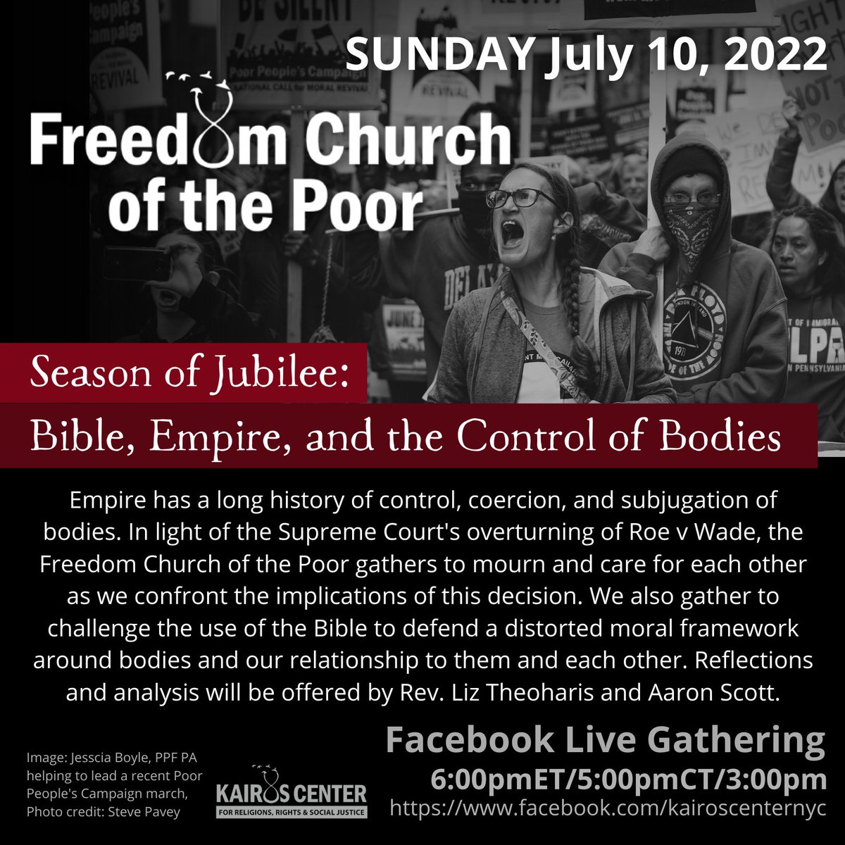 FriendsCenterGC's tweet photo. This Sunday our very own Liz Nicholson will be leading singing for the Freedom Church of the Poor.

The topic the FCOP is taking up this wk is Bible, Empire, &amp; the Control of Bodies w messages from Aaron Scott and @liztheo.

6pm - https://t.co/fA2B0GNE3h

/cc @KairosCenterNYC https://t.co/530GEULonC