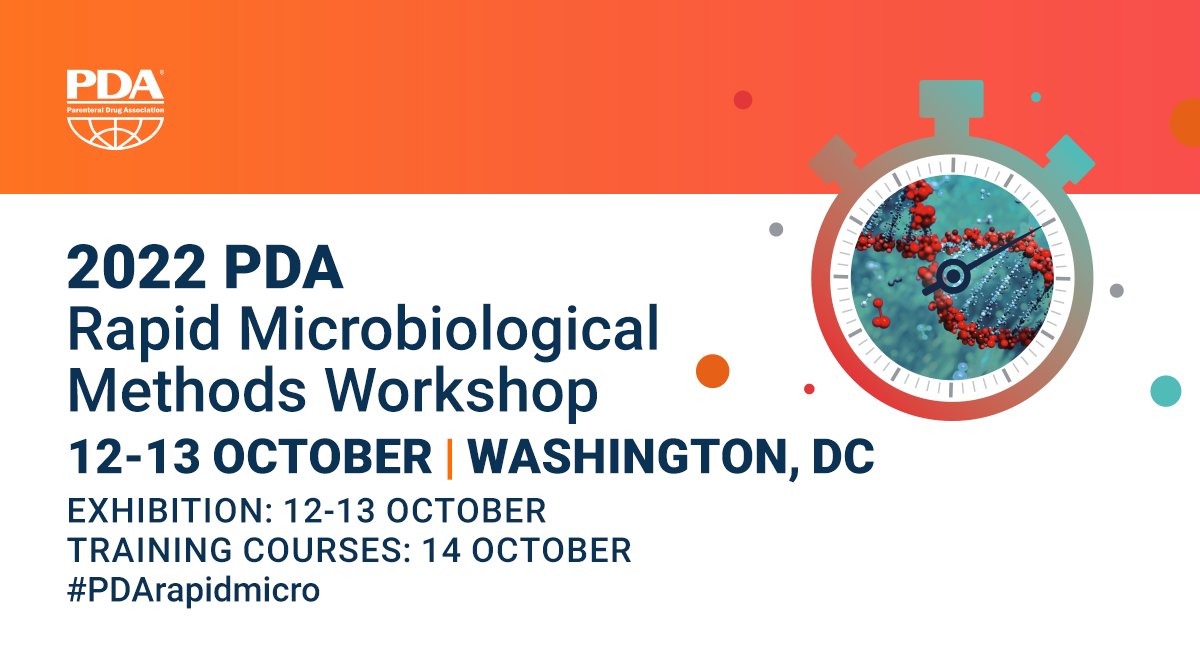 PDAonline's tweet photo. #PDArapidmicro will kick off by providing a background on the adoption of rapid microbiological methods, followed by sessions on topics such alternative #microbiological methods for (near) real-time release. https://t.co/aJ7rRgskOd https://t.co/oWFSu5YJsW