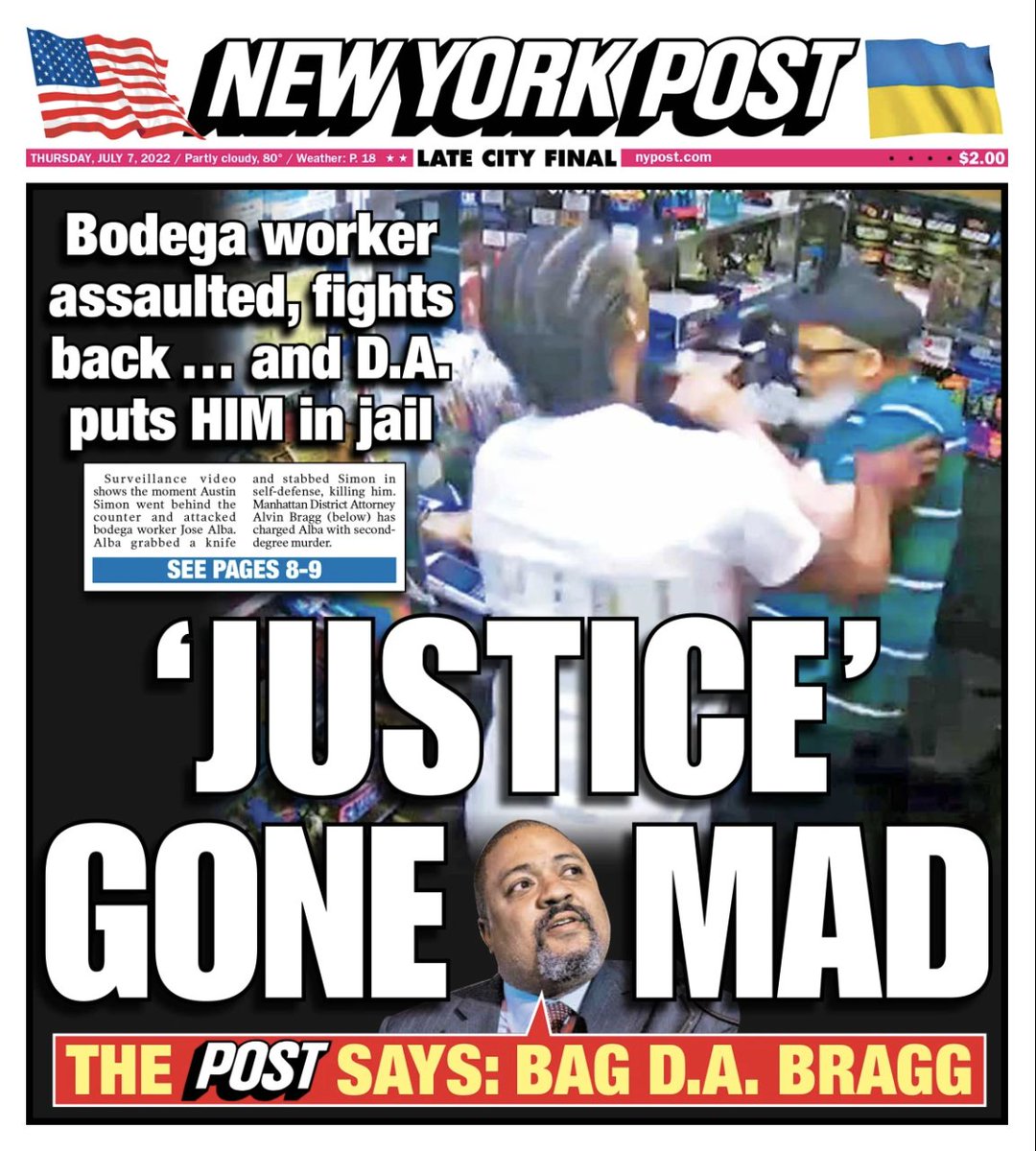 DA Alvin Bragg won't go after violent criminals who run wild, but, if you are a store owner working long hours to make a living that tries to defend yourself against an attacker, you get a one way trip to Rikers. Elect <a href="/leezeldin/">Lee Zeldin</a> who will Fire Bragg NOW!
nypost.com/2022/07/06/nyc…
