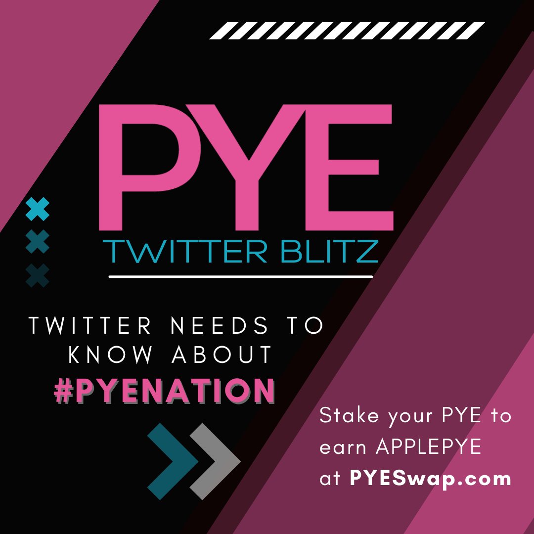 🚀No signs of slowing down!

🥧 Twitter needs to know about #PYENation 🥧

🏆Go stake your PYE NOW!

#PYENation #CryptoNews #DeFi #ETH #BSC