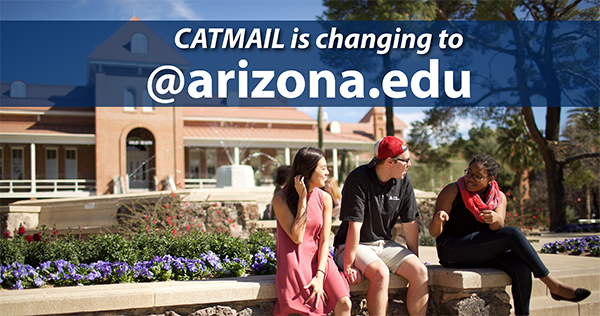 UaInfotech's tweet photo. Monday, July 11, start using your @arizona.edu address for University systems that ask for email to log in (such as Office 365, Google, Adobe). Student CatMail will also start sending from @arizona.edu. Read more about these changes at 
https://t.co/Nh0KXRIIRx #catmail #Email https://t.co/x18412Do4u