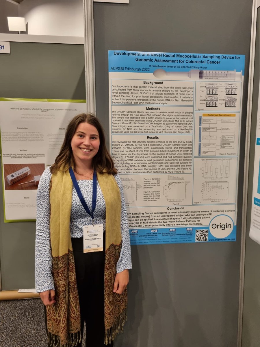 bottomdoc's tweet photo. Great to have the team @OriginSciences presenting our first data on #Oricol #BowelDisease #Bowel #Cancer at #ACPGBI2022 @HanaHumphrey9 on using the device in our first bowel cancer study https://t.co/UmXS8XLXdi