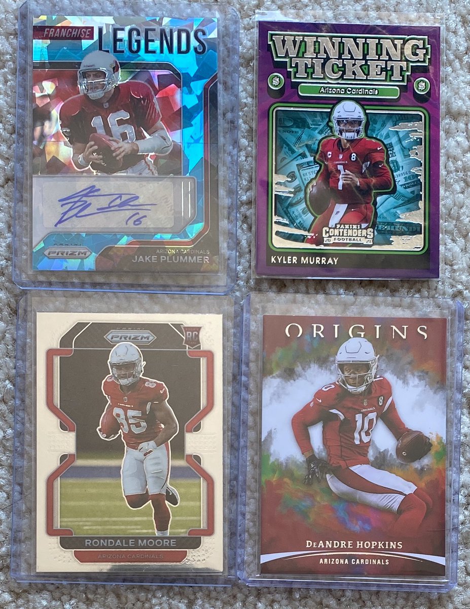 AGaggleOfKids's tweet photo. Any Arizona Cardinals Collectors out there looking to bolster your PC?
All of these are available individually or as a lot!
#JakePlummer #KylerMurray #RondaleMoore #DeAndreHopkins #JJWatt #ChandlerJones #ZavenCollins #KurtWarner #PatTillman #ArizonaCardinals https://t.co/mLJs6DnzOA