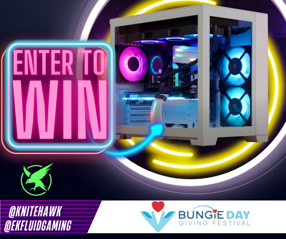 knitehawk's tweet photo. To celebrate the Bungie Day Giving Festival, I have partnered up with @EkFluidGaming to giveaway a PC! 

- Follow @EkFluidGaming + @knitehawk 
- Like 💚
- RT 🔄
- Share your favorite Destiny memory 📝 

Enter here: https://t.co/luO3oFbV4d

*Winner picked 7/20* https://t.co/LP5vBZqdWJ