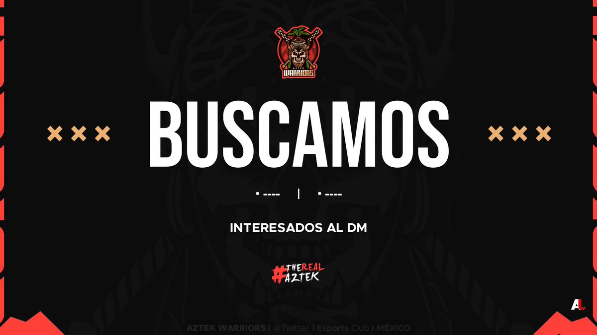#AW | "TE BUSCAMOS"

Con la vuelta de <a href="/AztekWarriorsGG/">Aztec Warriors 🔥</a> 
Seguimos en busca de gente que quiera formar parte de nuestro staff

Se busca
- Director Deportivo 
- Mánager
- Sponsors
- Creadores de contenido
- CM

Info y beneficios MD Abierto📩💰

Me Gusta ❤ &amp; Comparte 🔁