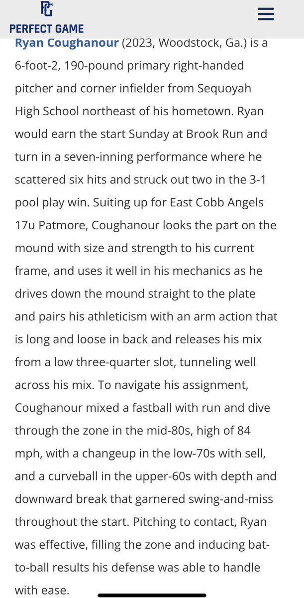 Thank you <a href="/PG_Georgia/">Perfect Game Georgia</a> for the write up!! <a href="/PG_Uncommitted/">PG_Uncommitted</a> <a href="/ecangels16u/">East Cobb Angels</a> <a href="/FlatgroundApp/">FLATGROUND Pitching</a> <a href="/SHS_Chiefs_Ball/">Sequoyah Chiefs Baseball</a> <a href="/UNGBaseball/">UNG Baseball</a> <a href="/UNCP_BSB/">UNCP Baseball</a>