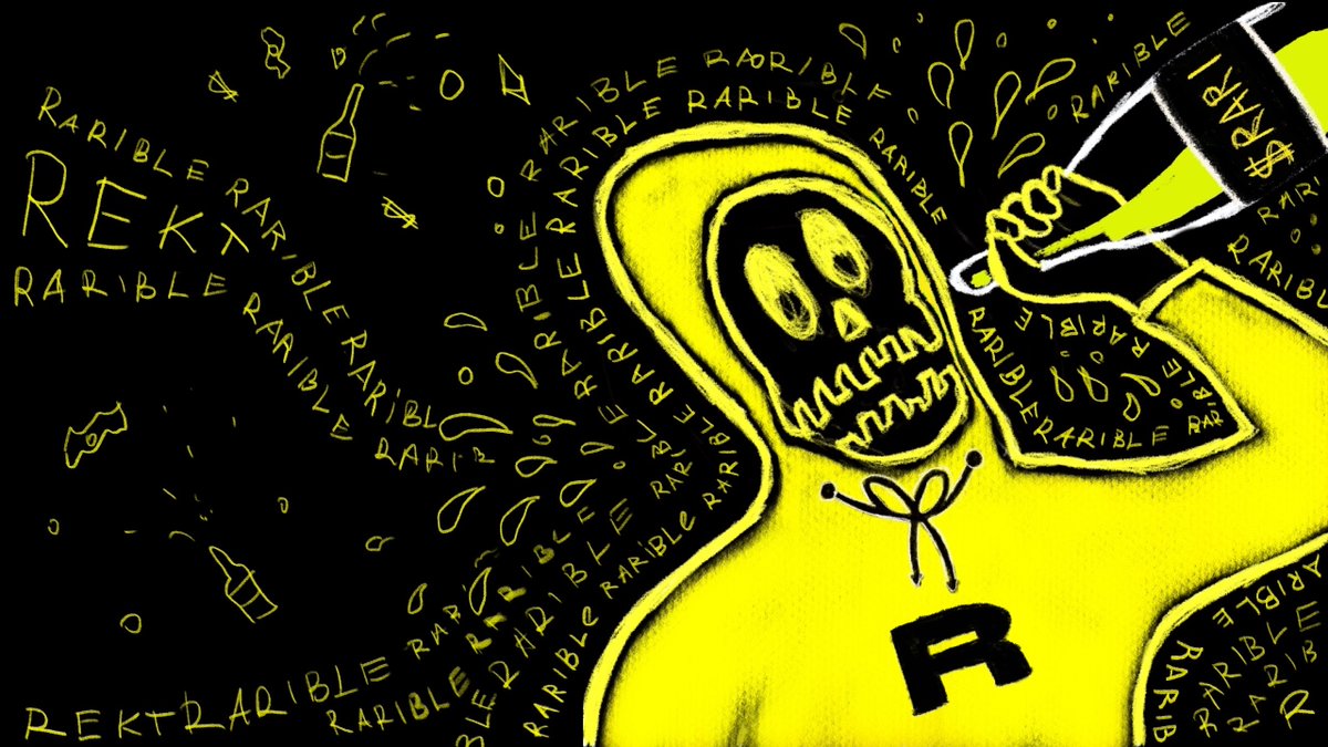 rarible's tweet photo. 🍾 to celebrate new @rektguyNFT zero-fee community marketplace, we’re publishing some #rektguy confessions. 

both from the rektguy community and @rarible team. ouch! 

read them here: https://t.co/FPuBG82qF4 https://t.co/94u2yTBufl