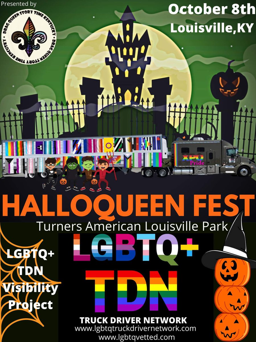 lgbtqtdn's tweet photo. Join us for an amazingly spooky time!! 
#VISIBILITYPROJECT #HALLOQUEEN #DRAGQUEENSTORYTIMEKY #LGBTQTRUCKDRIVERNETWORK #PRIDETRUCK #XPOPRIDE @lgbtqtdn #TransRightsAreHumanRights #bearpride #lesbianpride #Halloween2022 https://t.co/YfXGT7ebpJ