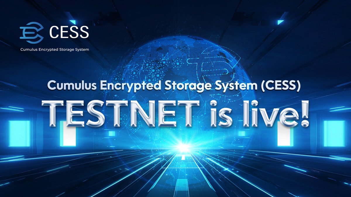 CESS_Storage's tweet photo. The #CESS testnet is now Live!
We are embracing the future by providing secure and efficient decentralized data storage.
With the launch of our testnet, we aim to bring everyone one step closer to Web3.
Join Cumulus Encrypted Storage System on Discord: https://t.co/hwG8N9u9nA https://t.co/aY82EGuPgs
