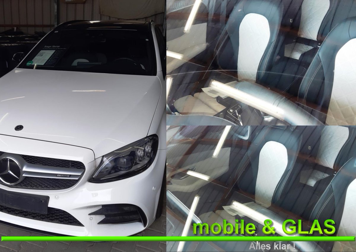 Vor der Fahrzeugaufbereitung eine #Glaskratzerentfernung durchgeführt und schon bald steht der #AMG-C-43 im Verkaufsraum.