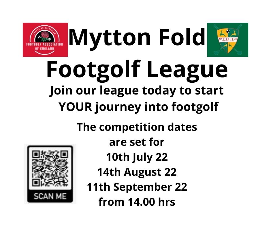 Myttongolf's tweet photo. New for 2022 footgolf league. Are you our next footgolf champion?
Scan the qr code for more details. #myttongolf #myttonfootgolf #familyfun https://t.co/IxLAmH3rPL