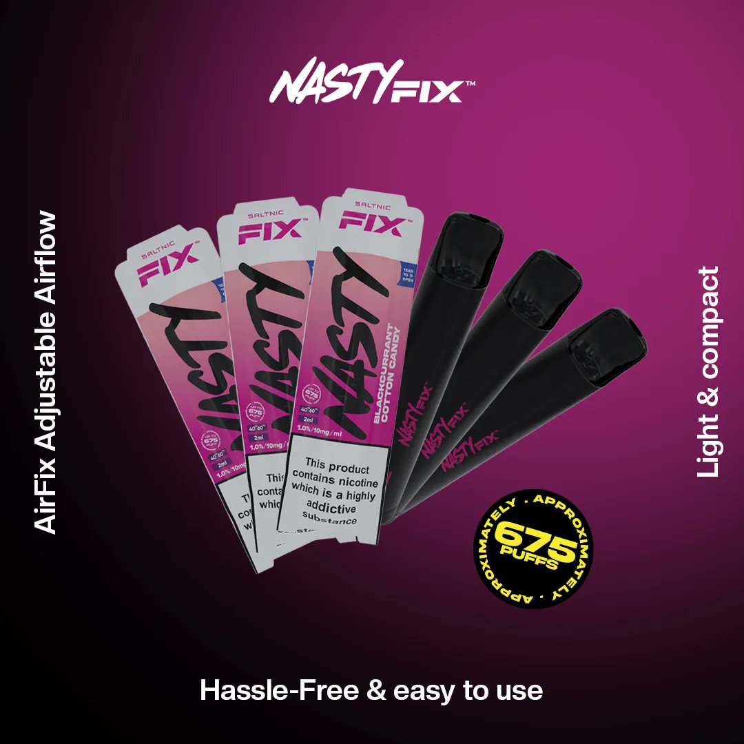 Blackcurrant Cotton Candy Air Fix😋 Hassle free &amp; easy to use! Get yours via the link in our bio! 😉 #NastyFix