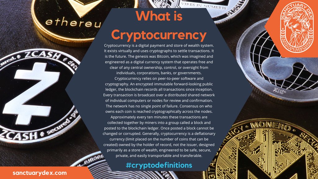 SanctuaryDEX's tweet photo. What is cryptocurrency? 🤔 In summary, crypto is a digital currency in which transactions are verified and records maintained.

#cryptodefinitions #understandingcrypto #sanctuarydex #SDEX #crypto #cryptocurrency #learningaboutcrypto 

Learn more here: https://t.co/cfb5o0h1l6 https://t.co/4PMSdsPPS9