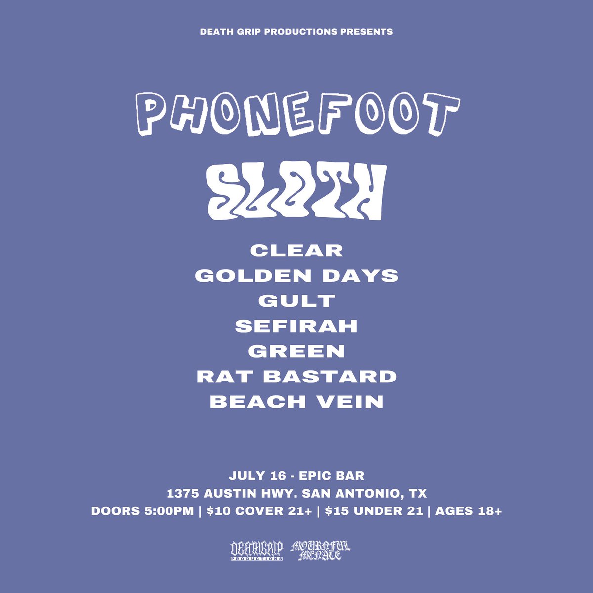 Presenting:

Phonefoot
Sloth
+ more!
Saturday, July 16th @ Epic Bar!

See you there! Click the link below for more details.
⬇️⬇️⬇️

facebook.com/events/s/phone…