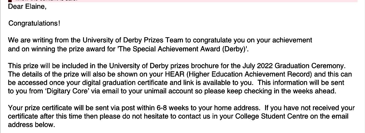 Elainewhiting5's tweet photo. Well this was a nice surprise @DerbyUni @d_robertshaw https://t.co/dxNlnw15yY