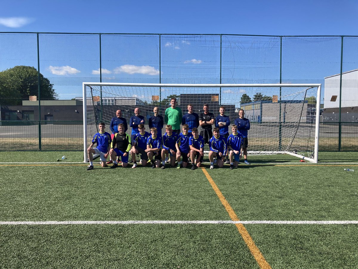 delacy_pe1's tweet photo. Excellent afternoon for the annual teachers vs students match. Students ended up winners in normal time with an impressive 5-0 win but the teachers had the final say with a 5-7 win on penalties. #Goodluckladsinthefuture https://t.co/QCNWvWRAUX