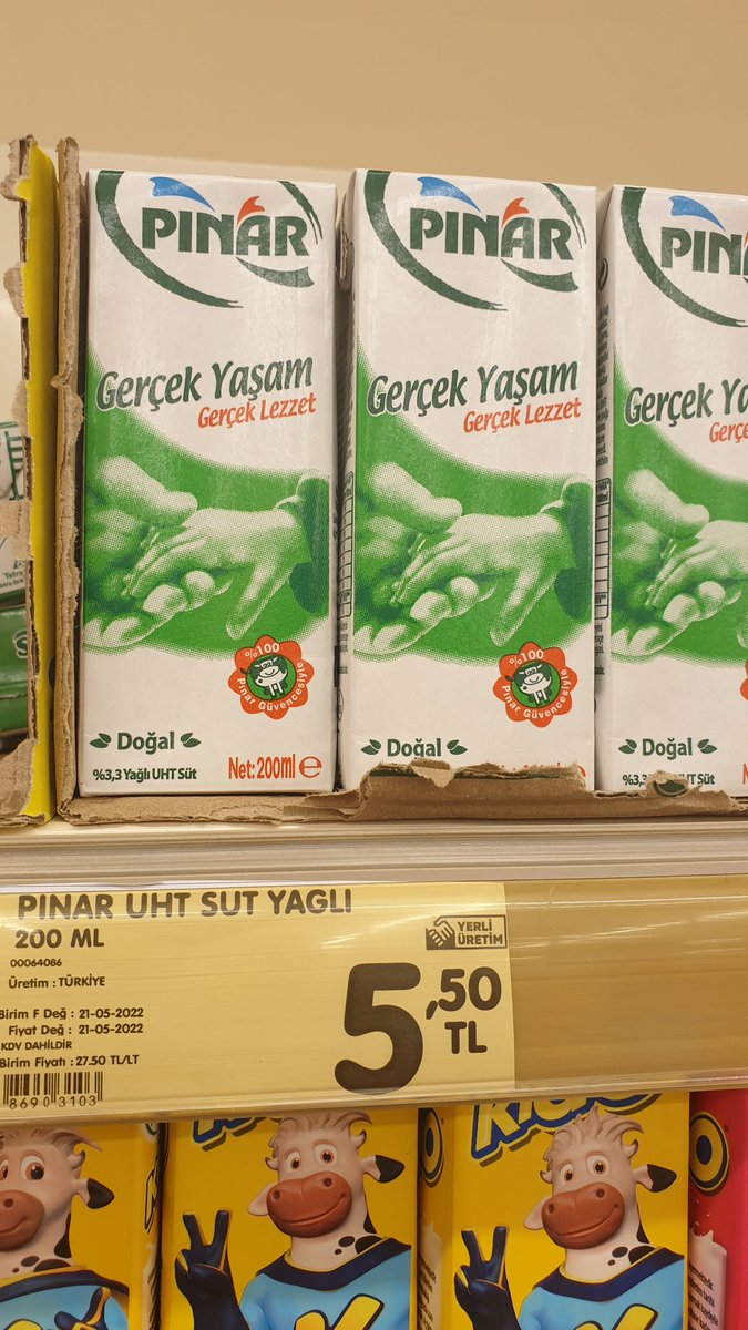 Daha once #sut fiyati hakkinda yorum yapan arkadaslar vardi... Buyrun #guncel #pinarsut #sokmarket  200ml 5.50 tl...