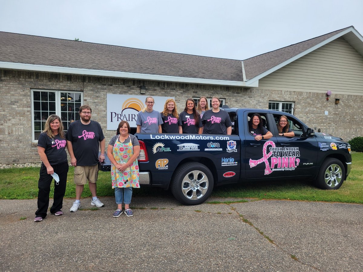 PrairieHomeHosp's tweet photo. Our staff helped us get in the spirit for all sorts of Tough Enough To Wear Pink fun coming up! 
Save the dates:
Sat 7/9-Cottonwood Coming Home Days Parade, 4pm
Tues 7/19 - Strike Out Cancer Night @ MAYBA Baseball 
Thurs &amp; Fri 8/11 &amp; 12-Lyon Co PRCA Rodeo https://t.co/djQyow7m7R