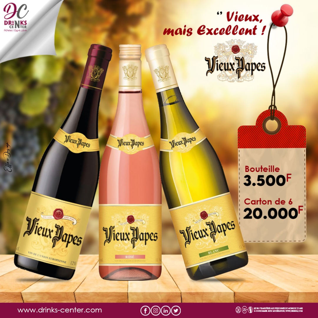 DrinksCenter's tweet photo. 𝗩𝗜𝗘𝗨𝗫, 𝗠𝗔𝗜𝗦 𝗘𝗫𝗖𝗘𝗟𝗟𝗘𝗡𝗧 !!!
𝗟𝗲 𝗚𝗼𝘂̂𝘁 𝗱𝘂 𝗩𝗿𝗮𝗶 ! 🍷
Vieux Papes 

📲𝑷𝒍𝒖𝒔 𝒅'𝒊𝒏𝒇𝒐 𝒂𝒖 : 670 43 33 31
📍Yaoundé 100m du carrefour intendance en allant vers Elig-Essono.
#drinkscenter #vins #spiritueux #boissons #vieuxpapesrosé #vieuxpapesrouge https://t.co/dHVJ1wyHnT