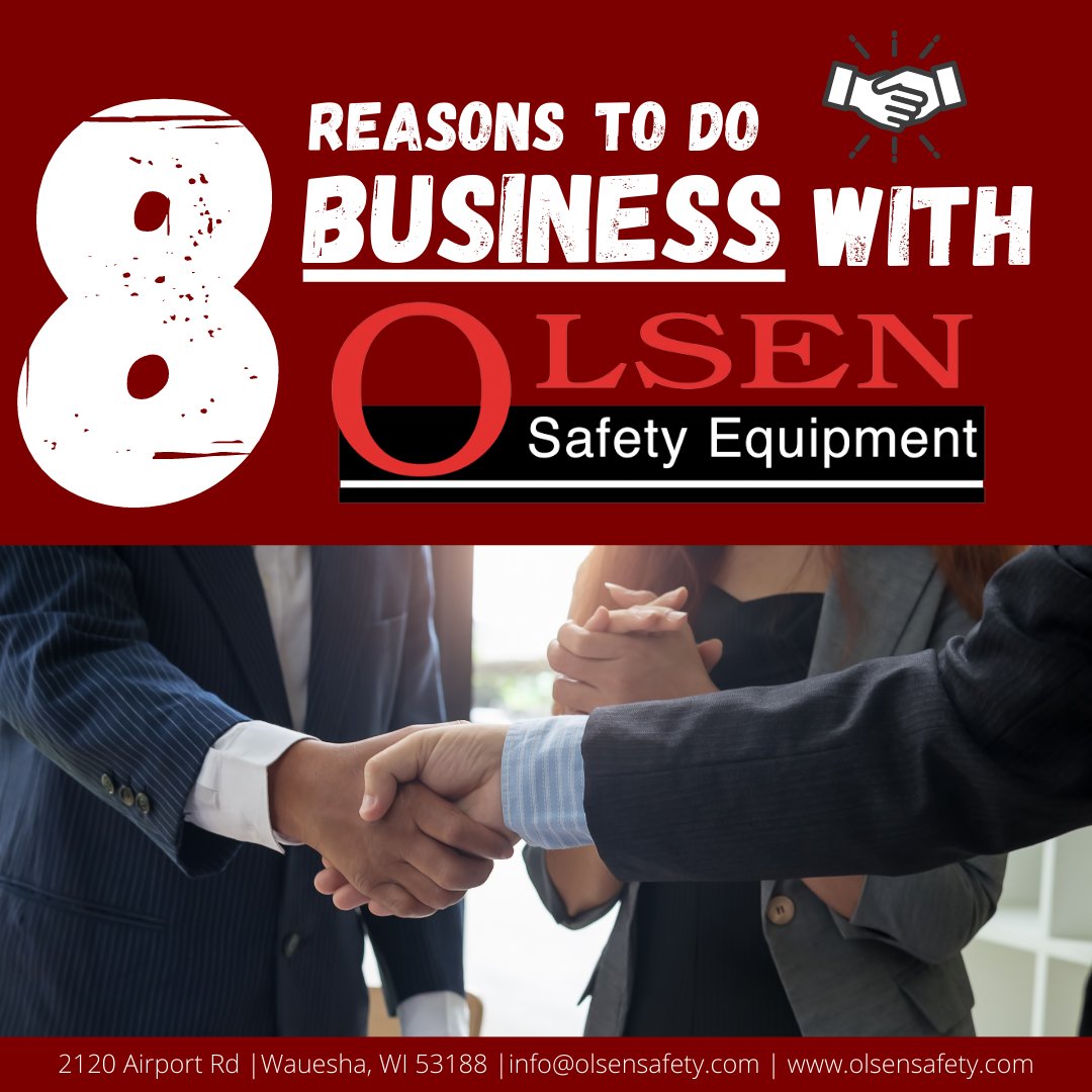 OlsenSafety's tweet photo. There's a lot of #safetyequipmentsuppliers, It can be hard to choose the best company to serve yours! Check out our new #blog post "8 Reasons To Do Business with Olsen Safety" to see what makes us a great #business partner!

 https://t.co/VPPYWp8uPa

#blogging #trustedsupplier https://t.co/2hqEUWsAvk