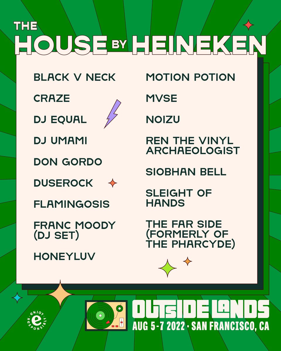 2022 Outside Lands House by Heineken lineup