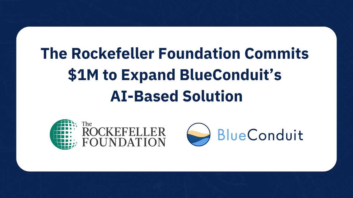 BlueConduitAI's tweet photo. Big news! 🎉 Our friends at The @RockefellerFdn have committed $1 million to expanding BlueConduit’s #AI-based approach to inventory and replace lead service lines. Learn more about this collaboration: https://t.co/wFyl4qmiy8 https://t.co/jSt7T7QfAF