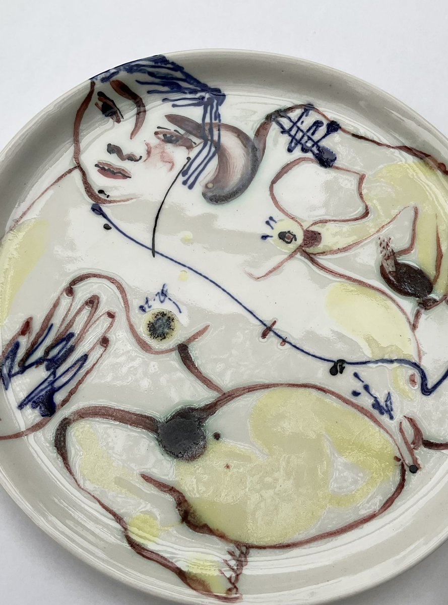 PaulKindersley's tweet photo. Set of six #sideplates made in collaboration with #elsbottema ceramicist - a family of portraits that can move around the table in different constellations couples or groups! #stoneware with various glazes https://t.co/VbALDRvojE