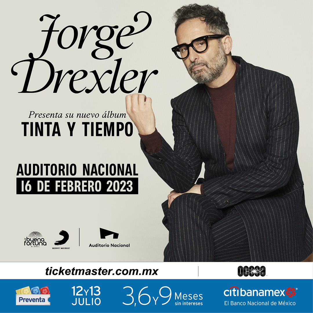 ocesa_total's tweet photo. .@drexlerjorge  llega al Auditorio Nacional para darnos un exquisito show y presentarnos su nuevo álbum: "Tinta y Tiempo".  

#PreventaCitibanamex: 12 y 13 Julio https://t.co/wdE1IORWek