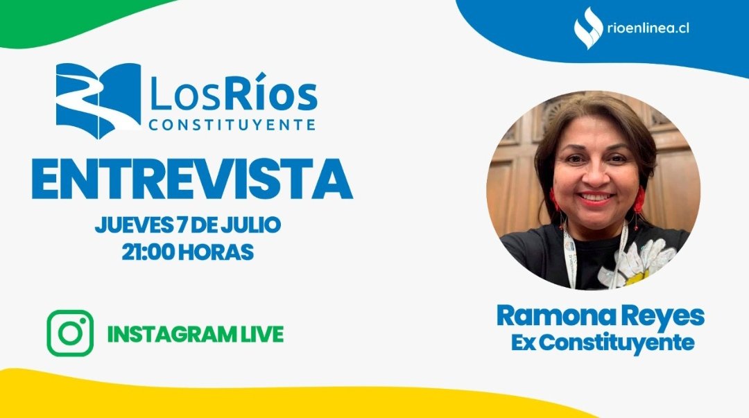 LRconstituyente's tweet photo. 🔸 PROGRAMA CONSTITUYENTE:

🗓️ Hoy 07/07

⏰ 21:00 horas

No se pierdan un nuevo diálogo constituyente con @ramonareyesp como invitada.

📱 Transmisión en vivo a través del Instagram de @rioenlinea https://t.co/chc87xJlsP

#valdiviacl #losríos #elranco https://t.co/zJRRrvJ9vB