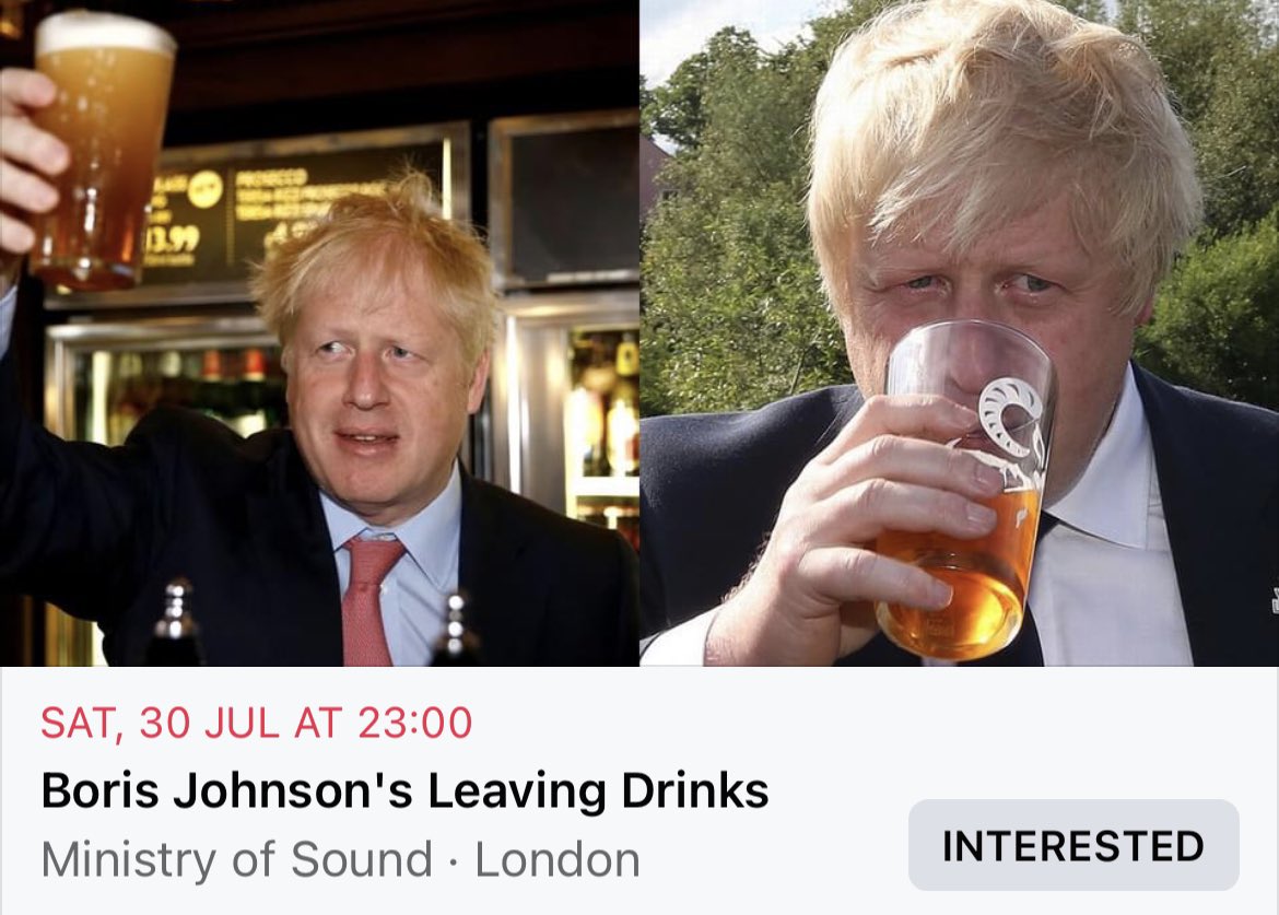 Of course there’s a Facebook event for Boris Johnson’s leaving drinks